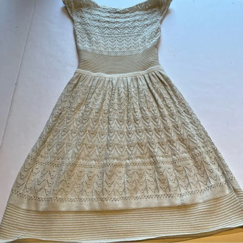 American Eagle Outfitters Women's Cream Sparkle Sweater Dress Size XXS - Picture 8 of 9